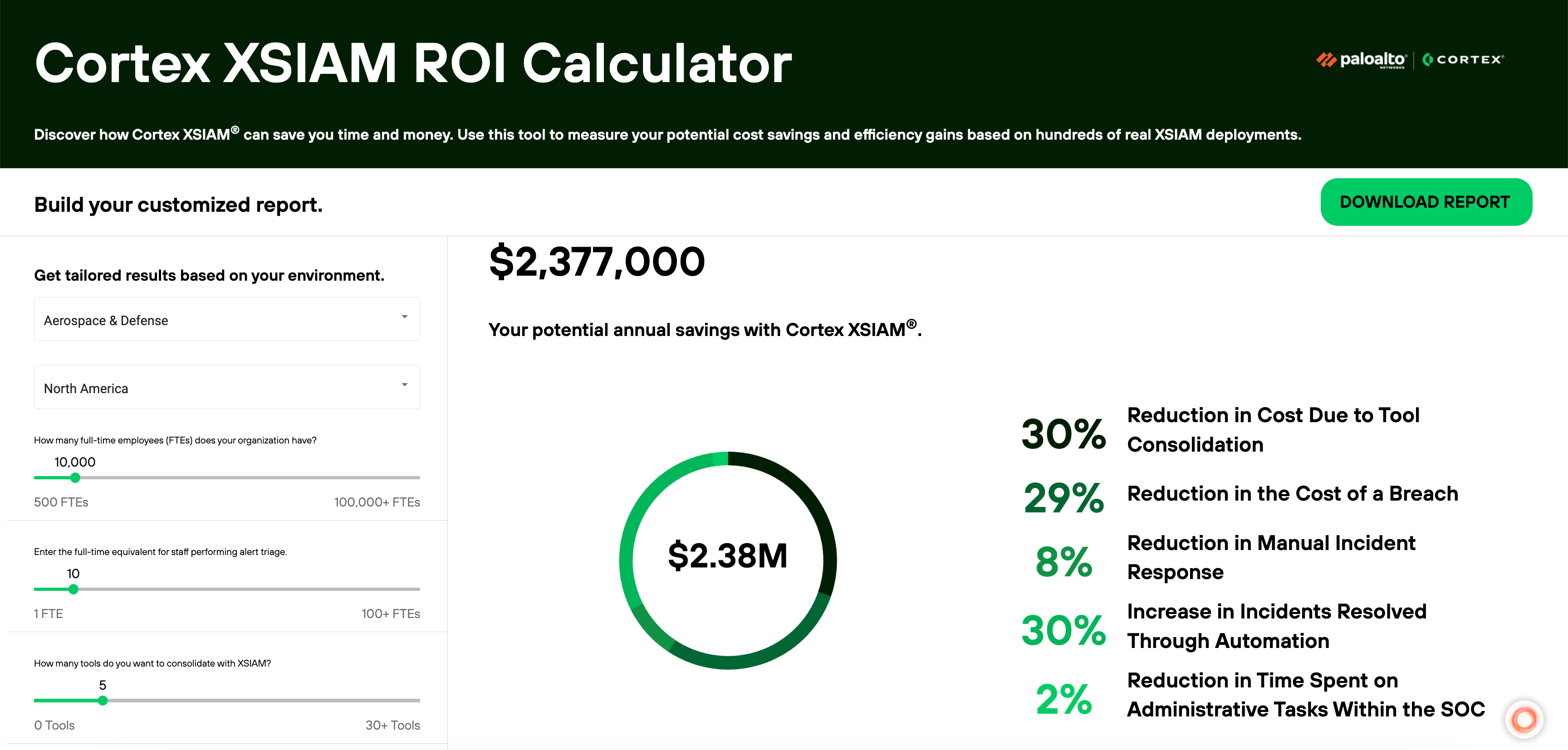 Calculadora del ROI de Cortex XSIAM