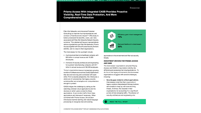 Estudio TEI de Forrester sobre Prisma Access con SaaS Security integrada