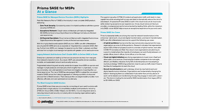 Información general sobre Prisma SASE para MSP